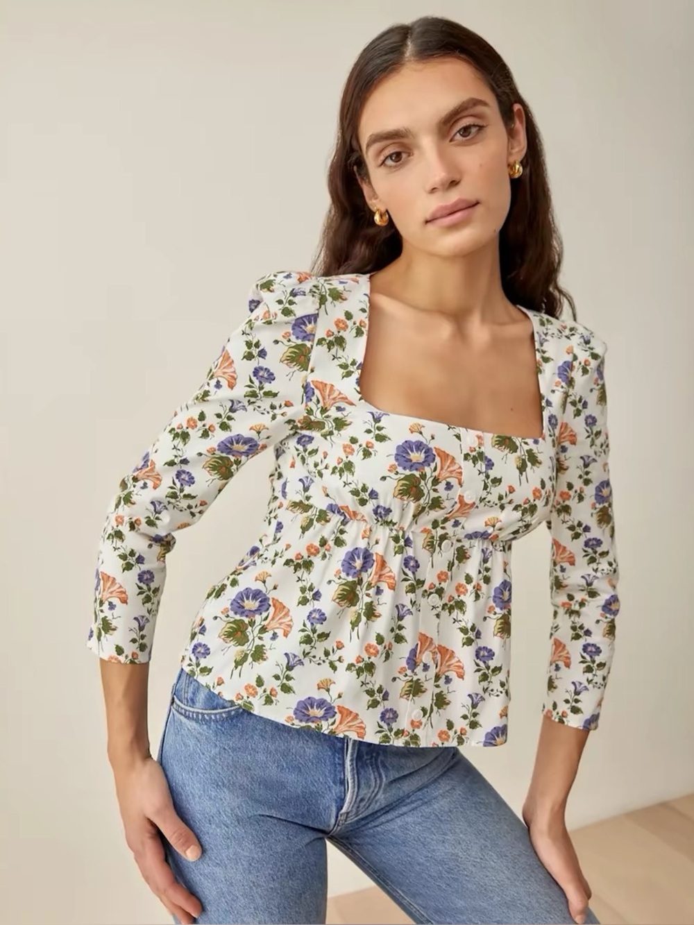 Reformation Valor Top Floral Square-Neck, 0 2
